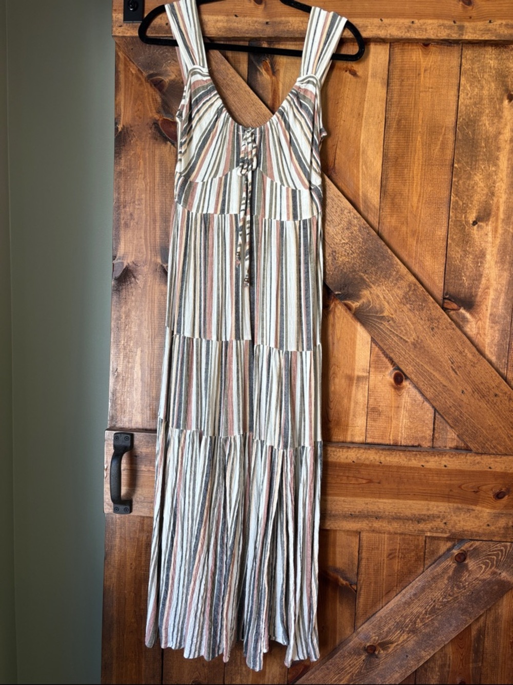 Striped Tiered Maxi Dress - Neutral Multi